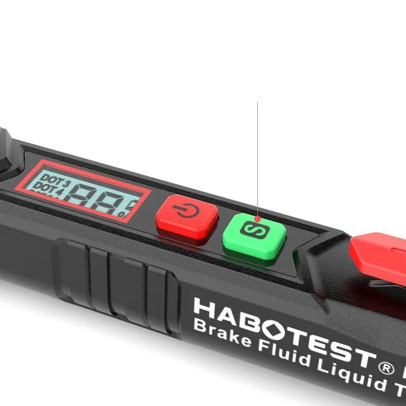 Digital brake fluid tester pen with LED display for automotive maintenance testing