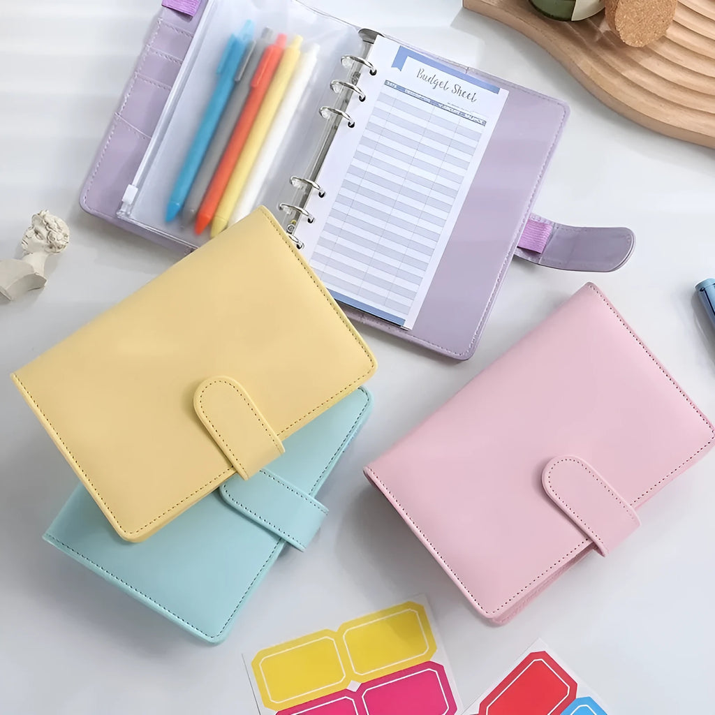 A5 PU leather zipper notebook shell in multiple colour options for loose-leaf binder organisation