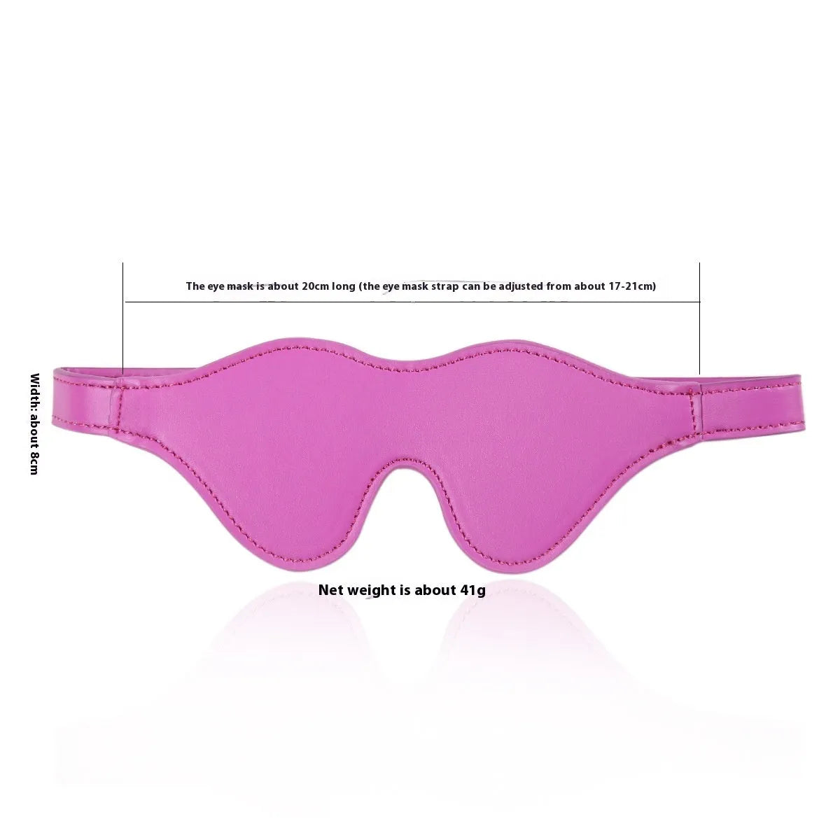 Women's leather eye mask with Velcro strap in black colour showing three-dimensional design
