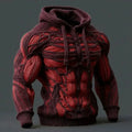 Simple digital print long sleeve men's hooded sweatshirt in Gray, pullover style, front view