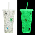 Halloween luminous plastic straw cup with 720ml capacity in cylindrical design