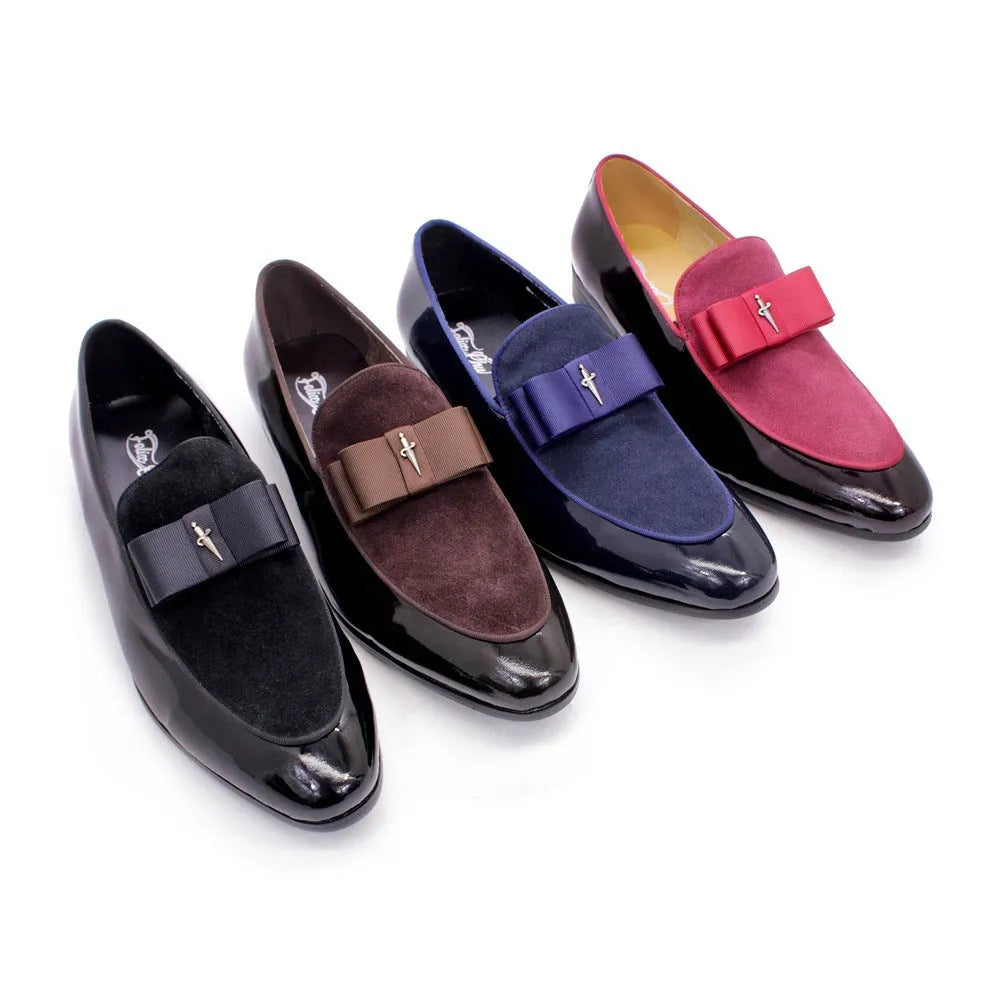 Men's low-top patent leather shoes with a tassel detail on the upper in a choice of colours.