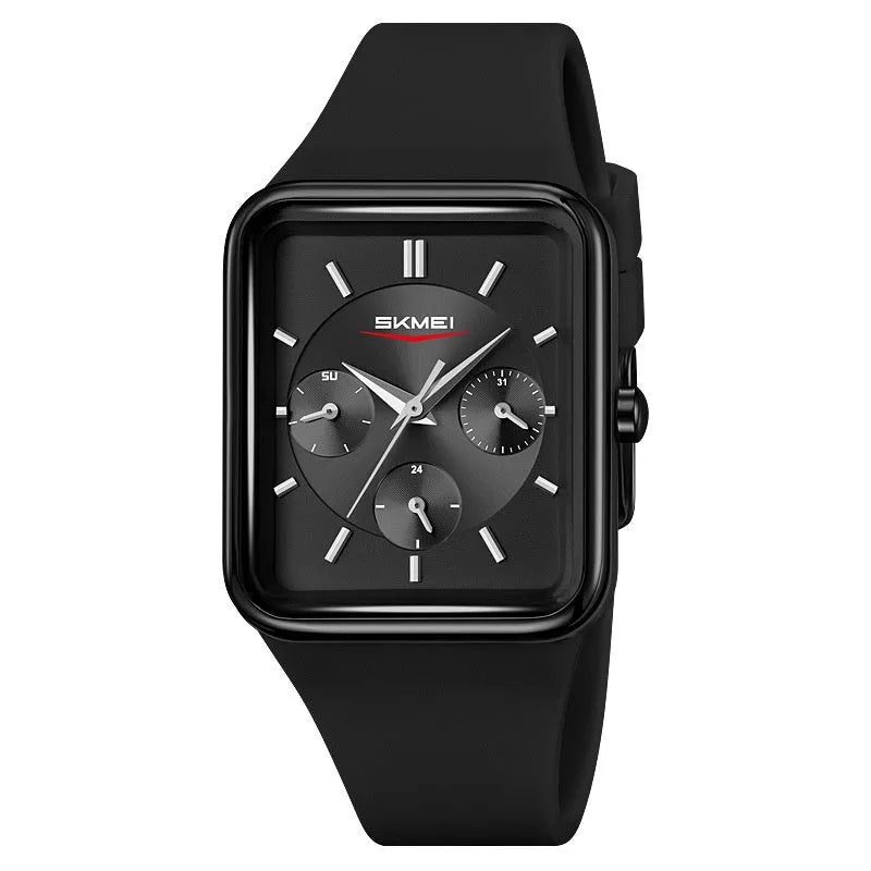 Square silicone waterproof digital watch for girls in multiple colour options on a wrist.