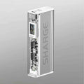 Transparent plastic power bank with 20000mAh capacity showing internal components
