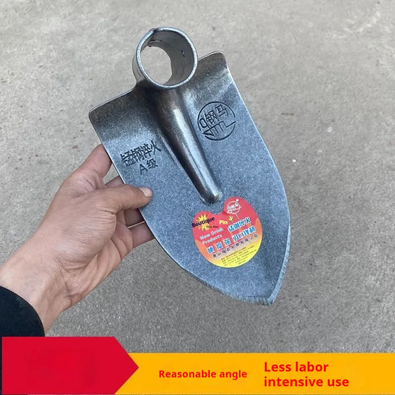 A pointed flat garden hoe with a manganese steel and stainless steel blade for weeding and soil cultivation.