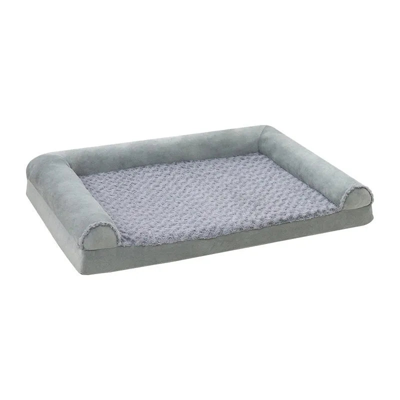 Light grey soft cloth dog kennel for a large breed dog, showing enclosed design.