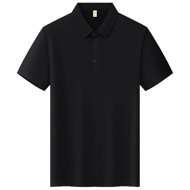 Men's slim fit seamless lapel T-shirt in solid colours with short sleeves