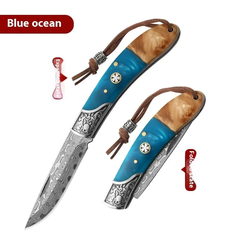 VG10 stainless steel folding pocket knife with dovetail locking mechanism in blue or red colour options