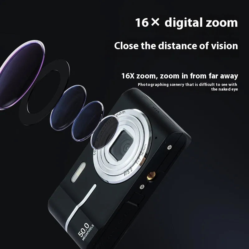 HD 4K mini digital camera in black, green, pink, or white with 90.3mm compact dimensions