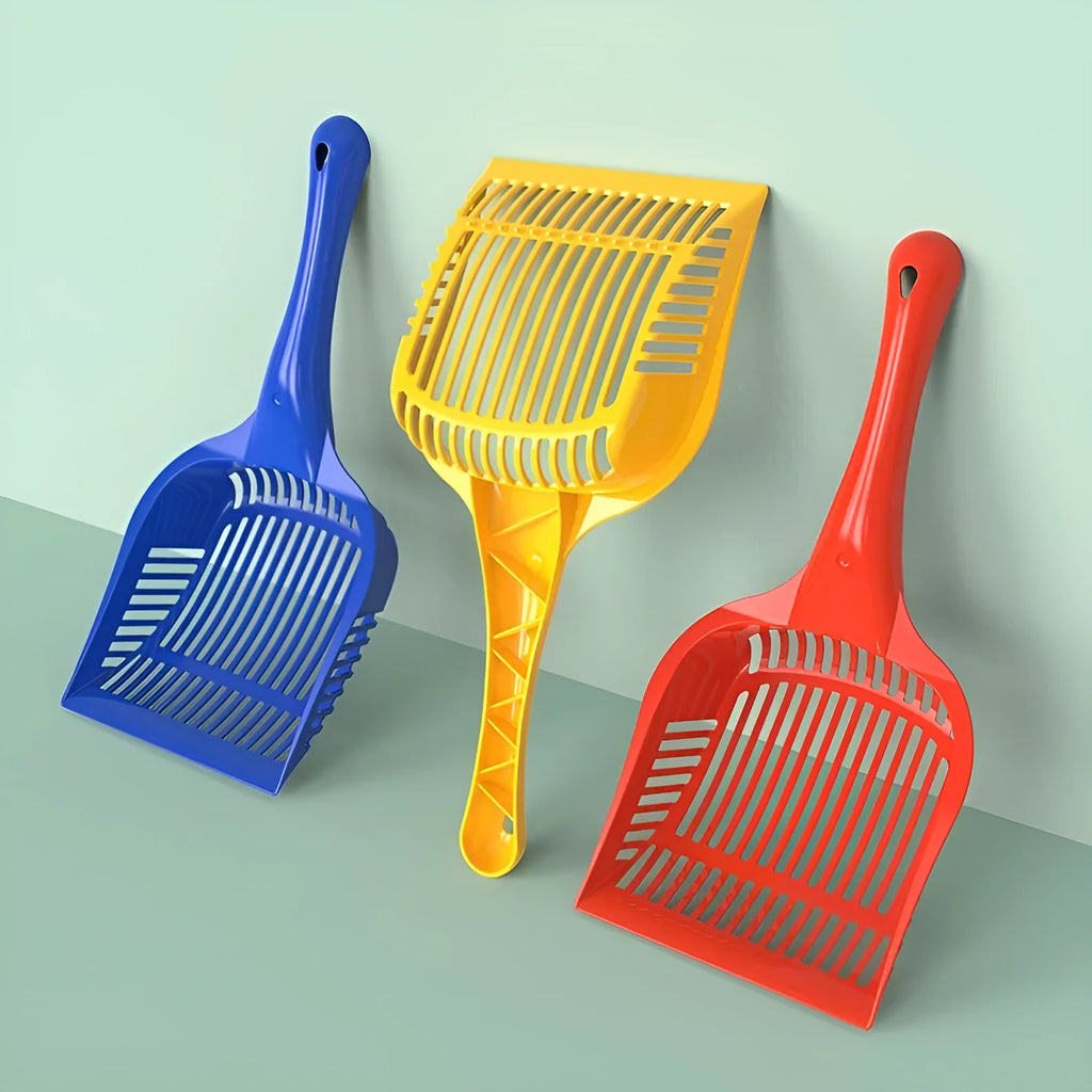 PP plastic cat litter scoop in red, yellow, or blue colours, small or medium size options