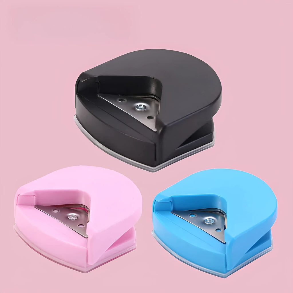 Black blue pink business card corner cutter with plastic metal construction