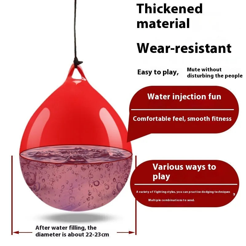 Red PVC water filled boxing reaction ball with hook rope for speed training