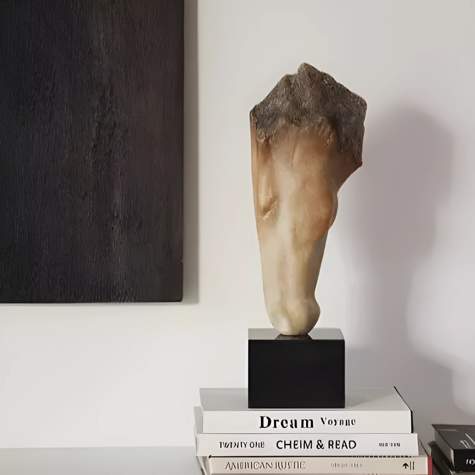 Abstract French retro style horse head desktop sculpture with a carved surface finish.