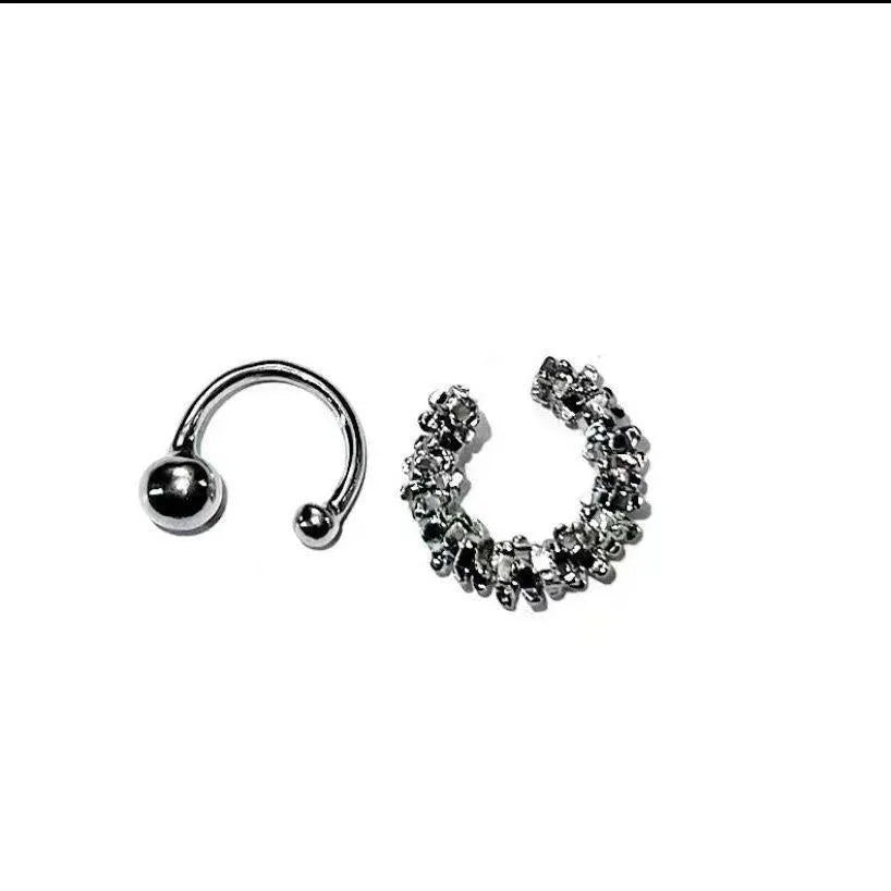 Geometric irregular frosty style alloy ear clip earrings for women.