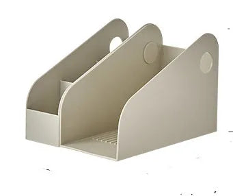 Plastic desktop storage box set with two grids in Milk Coffee colour