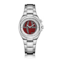 Y2K digital men's watch showing dual display with either red face or blue flame dial on alloy strap.