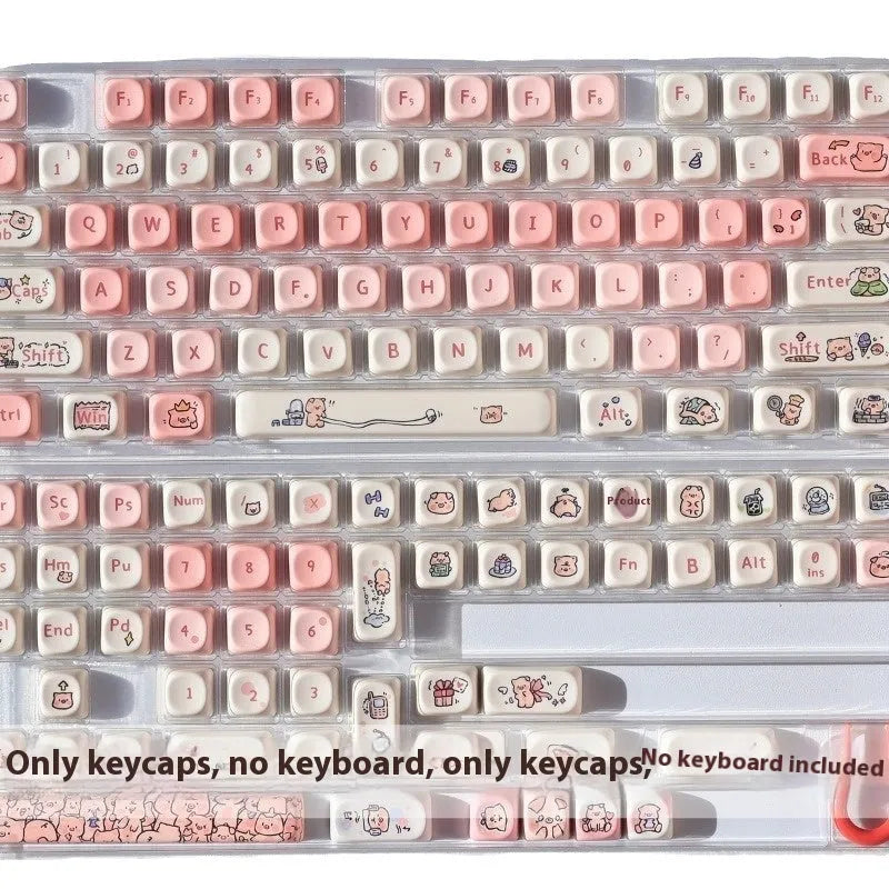 Pink Fragrant Pig design PBT keycap for mechanical keyboards with five-sided sublimation printing.