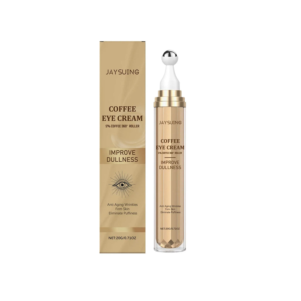 Caffeine firming eye cream in white 20g jar with coffee extract and sodium hyaluronate