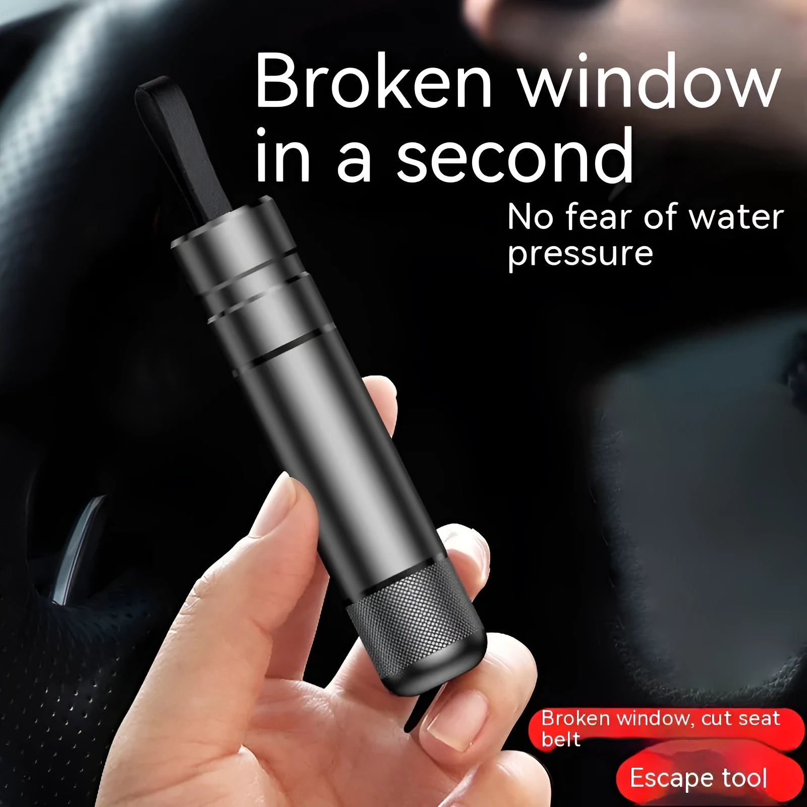 Aluminium alloy car safety hammer with medium 20x88mm dimensions and sand blasting oxidation finish