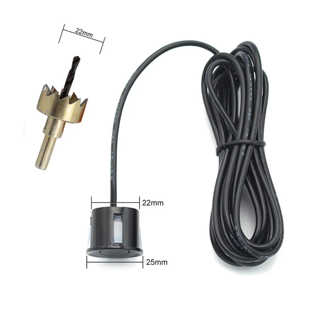 Vehicle reversing sensor system with LED display and four ultrasonic probes