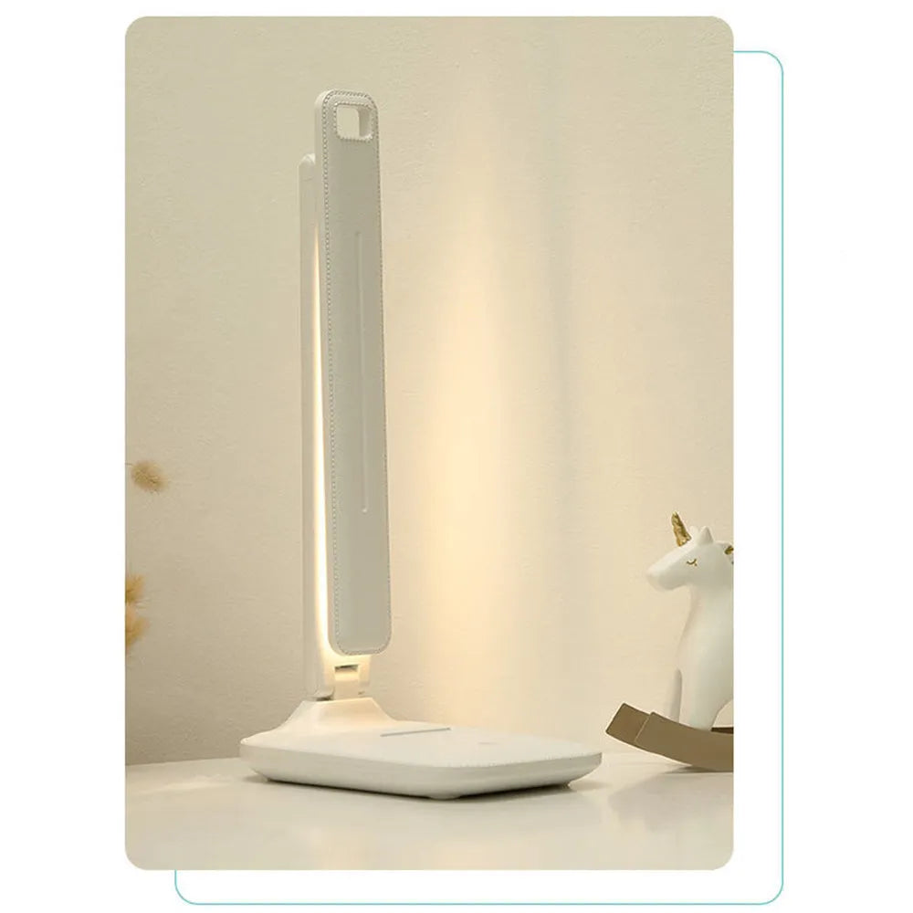White children's bedside lamp with touch dimming control and USB charging port