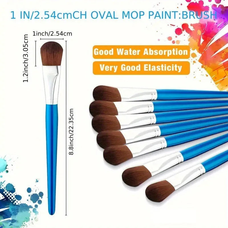 Children's nylon oil painting brush art drawing pen with wooden handle and single curved wire tip