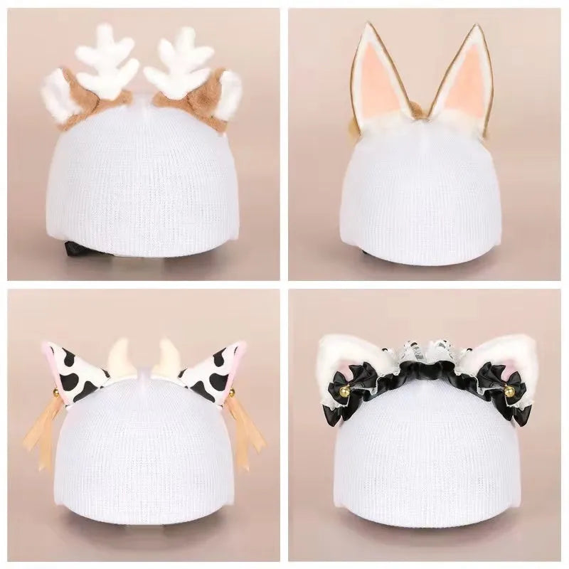 Soft plush cartoon helmet decoration sitting on top of a black ski boot.