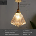 Retro brass-colour copper chandelier with glass lampshade, 17.5cm wide ceiling light