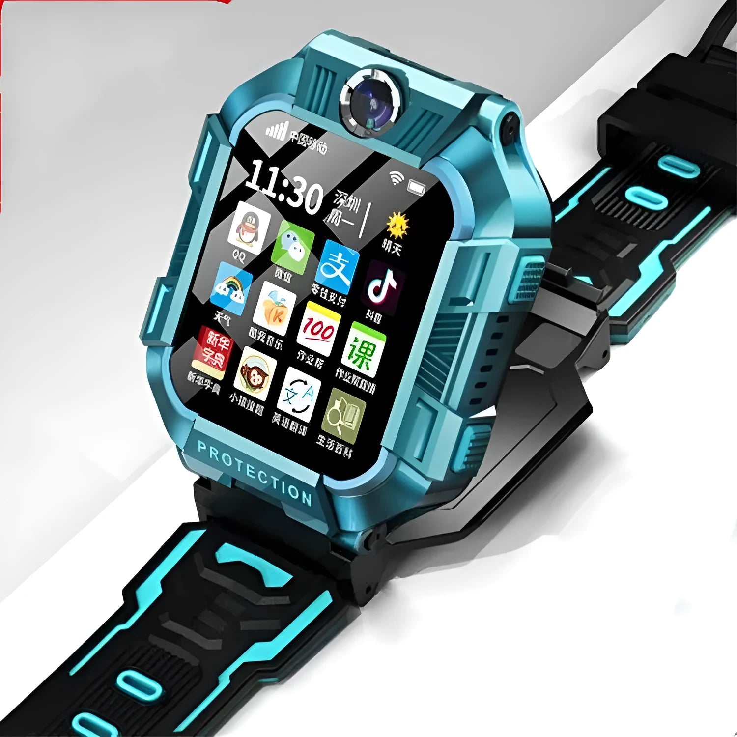 Children's A63 smart phone watch with GPS tracking and 4G connectivity in green colour