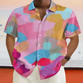 Hawaiian style stand collar short sleeve cardigan with 3D printed patterns in loose fit design