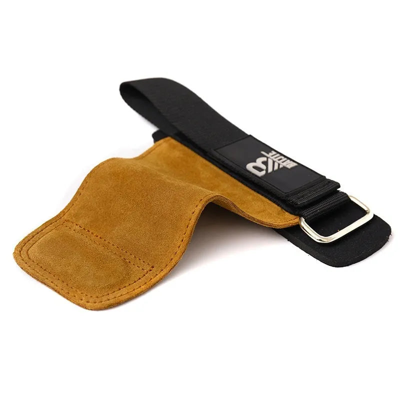 Brown horizontal bar pull-up wrist protector pair showing hard pull horizontal push design for fitness training