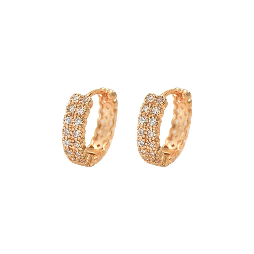 Women's geometry pattern copper ear studs with round dot ring elements in European American style
