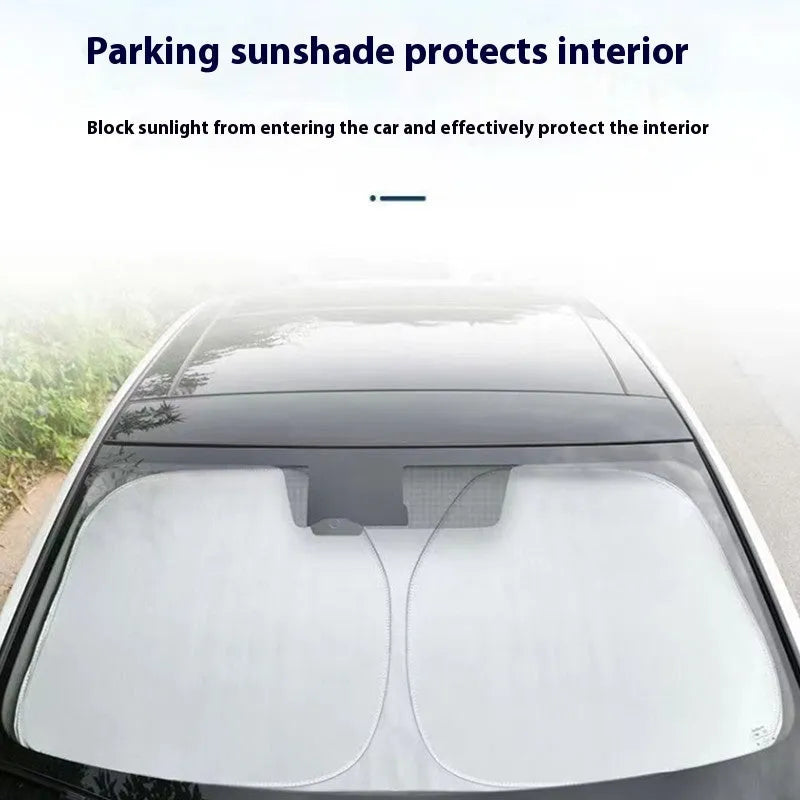 Aluminium foil car sunshade in titanium silver colour showing reflective surface