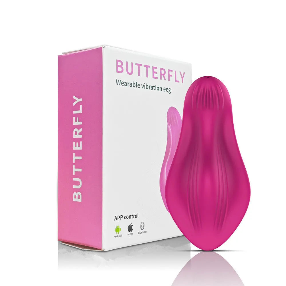 Rose red wearable female massager with smartphone app control and USB charging port