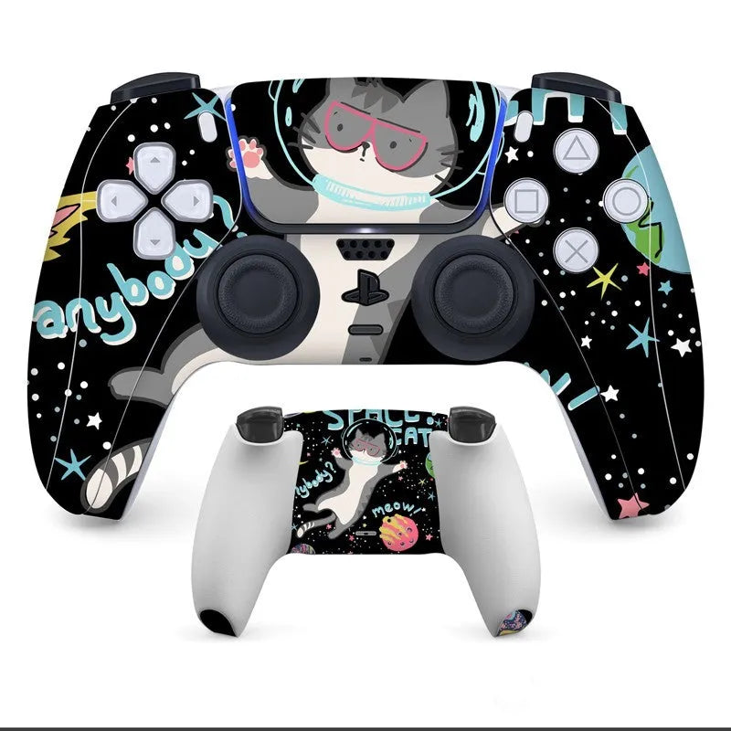 Set of micro-frosted PS5 controller protection stickers for front and back, made from environmental PVC material.