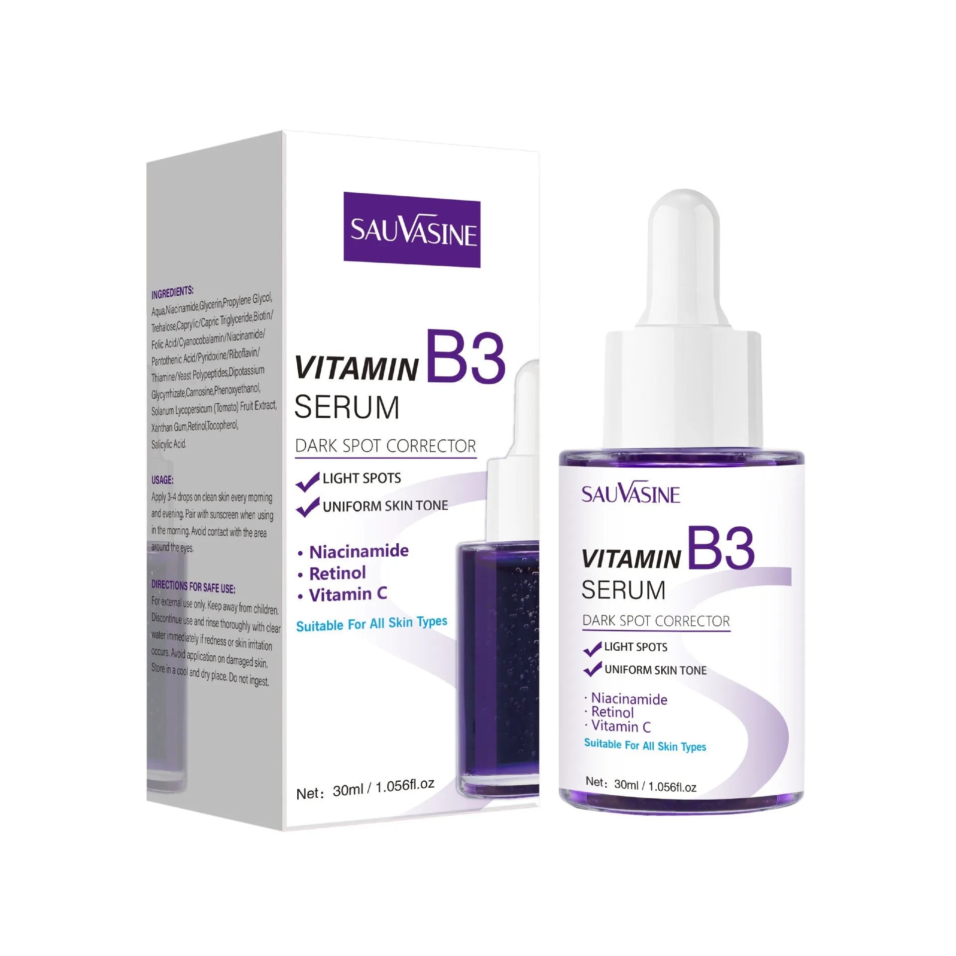Vitamin B3 nourishing moisturising firming facial essence 30ml bottle for all skin types