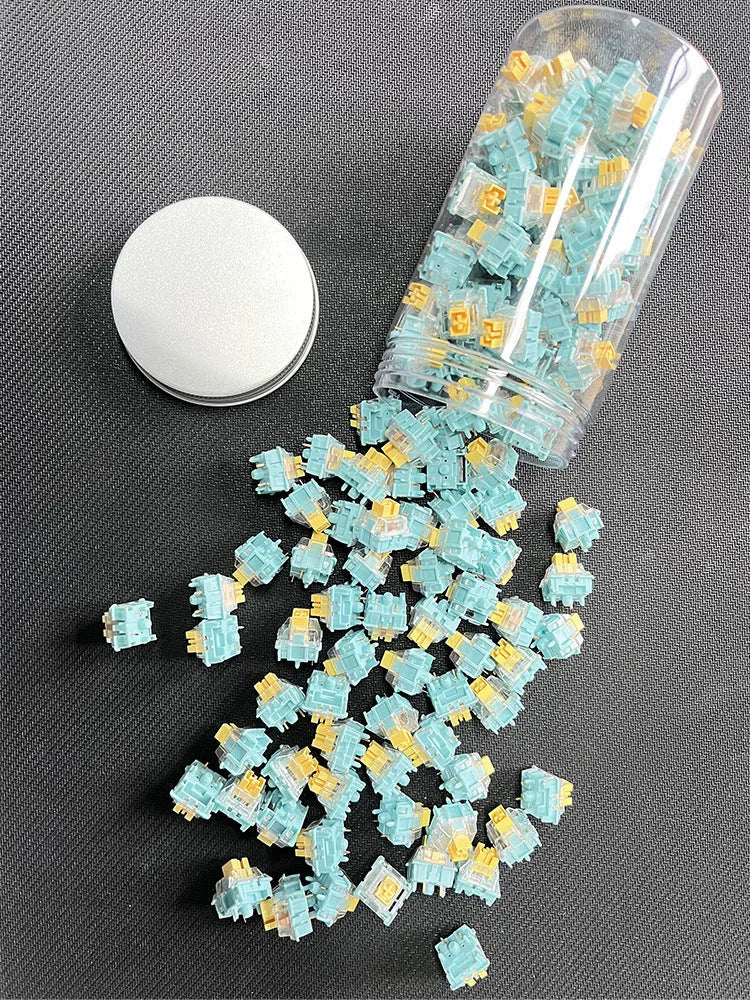 36 Sea Salt Lemon PRO colour mechanical keyboard switches arranged in grid.