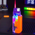 Orange, purple and green plastic wind-resistant refillable cigarette lighter