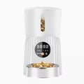 Black and white intelligent pet feeder with automatic timing and portion control for dry food