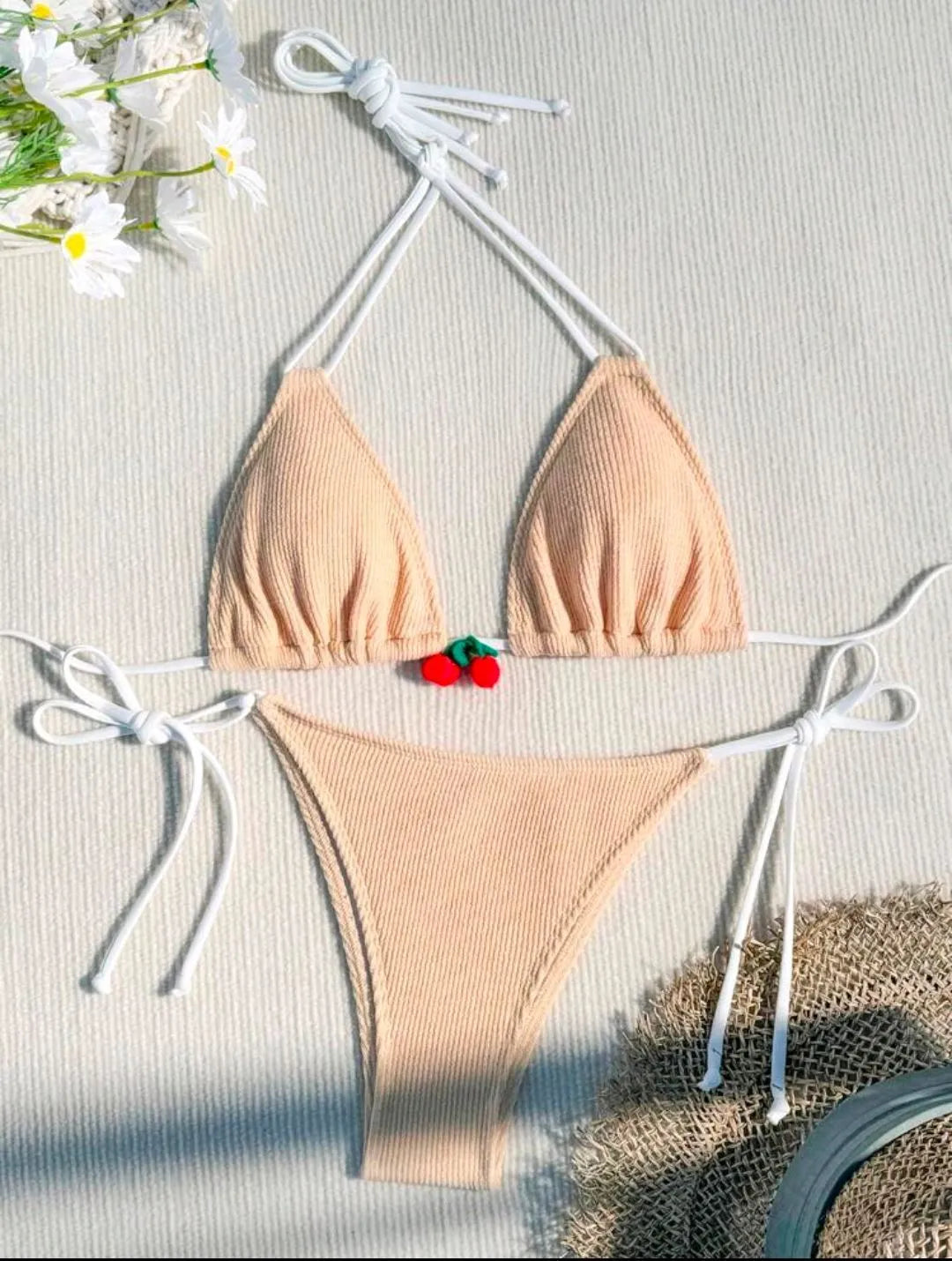 Nylon bikini swimsuit in brief style with backless design for swimming