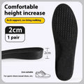 Invisible black PVC height increasing insole for men with 4cm lift, placed inside a shoe