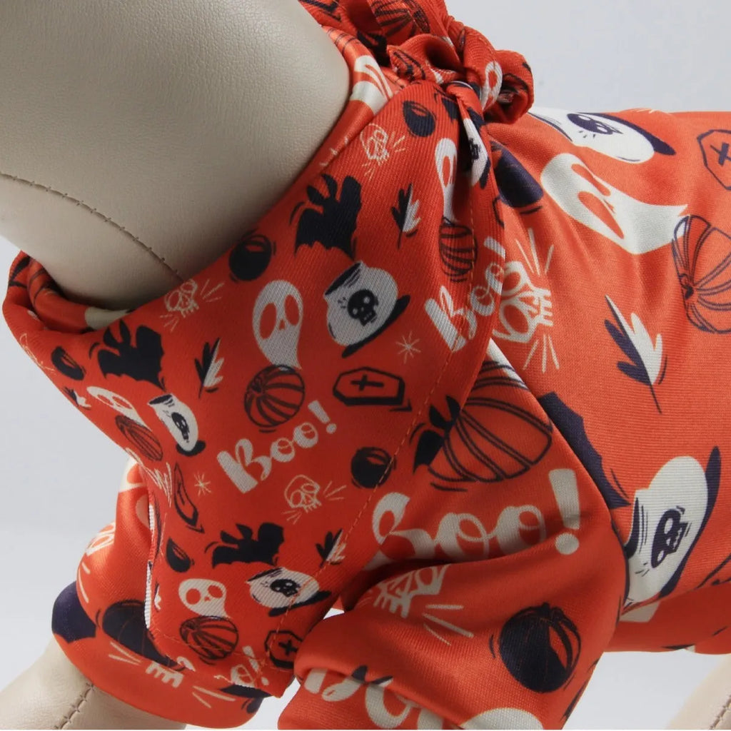 Fleece-lined polyester dog jumper with matching triangular scarf in European American style