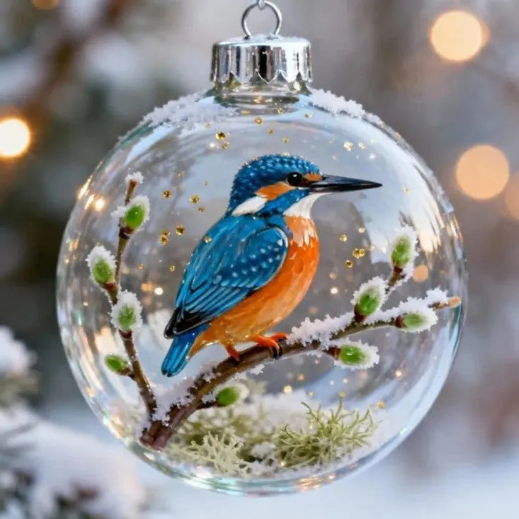 Natural crystal bird pendant ornament 7cm in hummingbird design with faceted finish