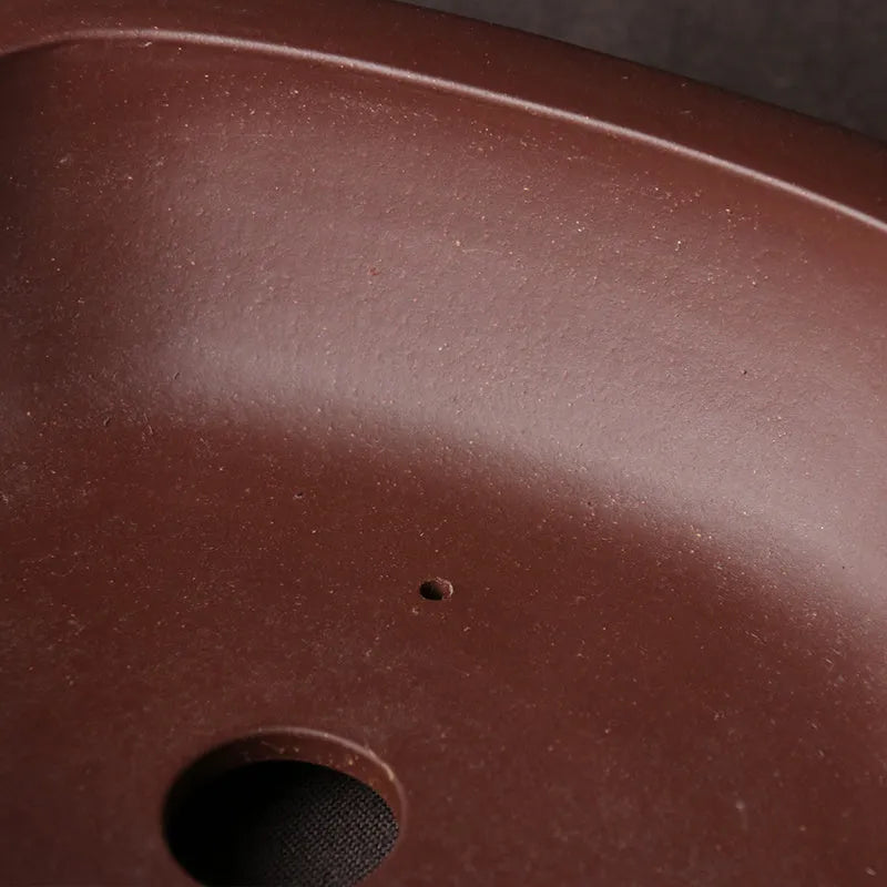 Handmade purple clay bonsai basin with classical Chinese style design