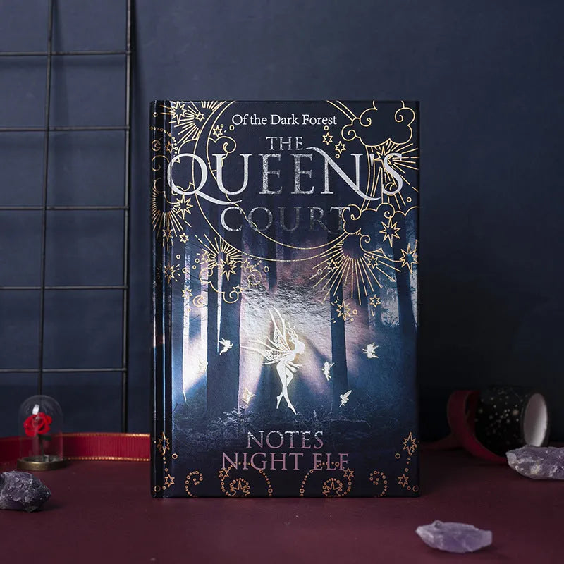 A5 luminous hardcover notebook with full-colour illustrated pages, available in blue and purple colours