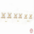 S925 sterling silver petal crystal flowers stud earrings in golden or platinum colour on a white background.