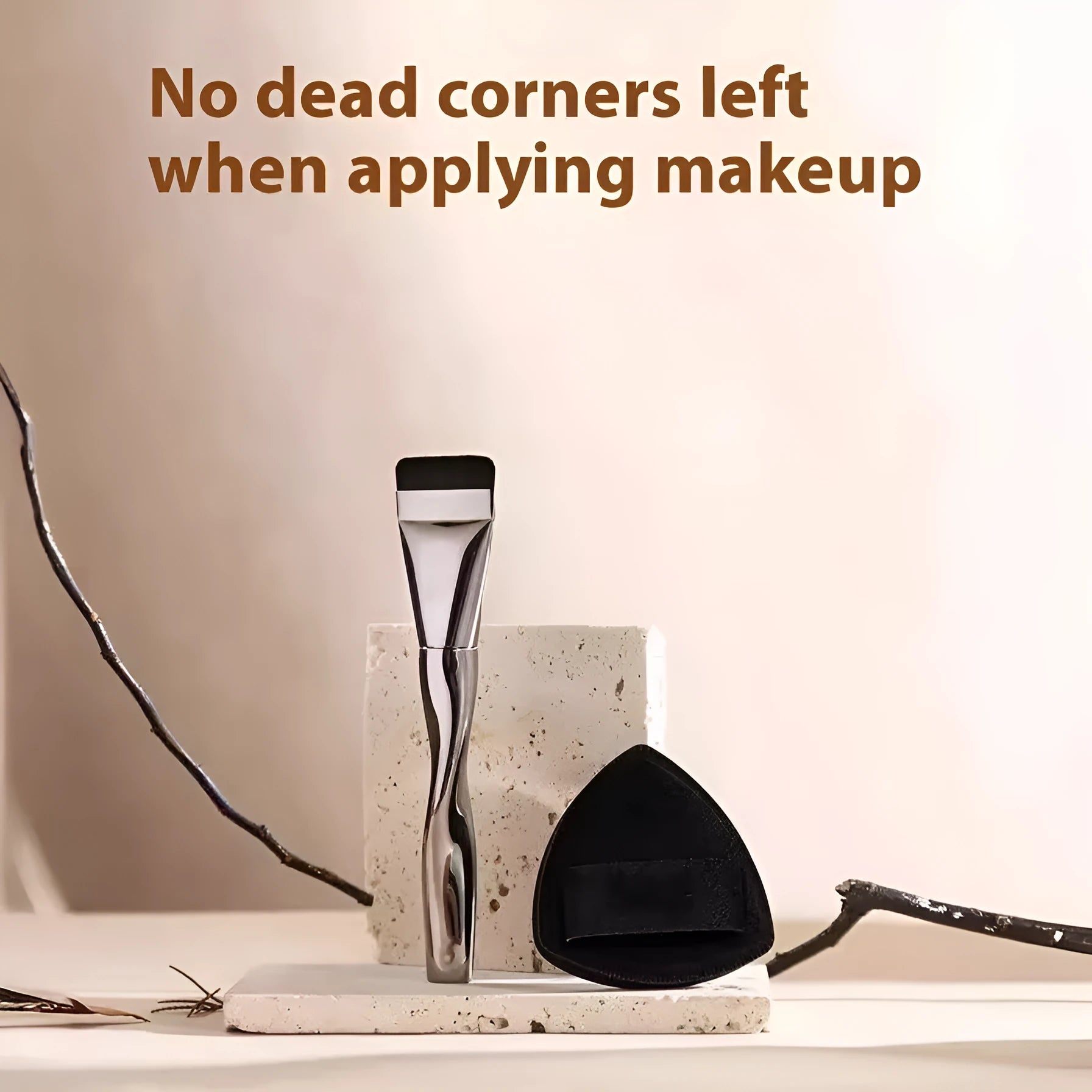 Spiral-shaped powder foundation brush with black handle and artificial fibre bristles