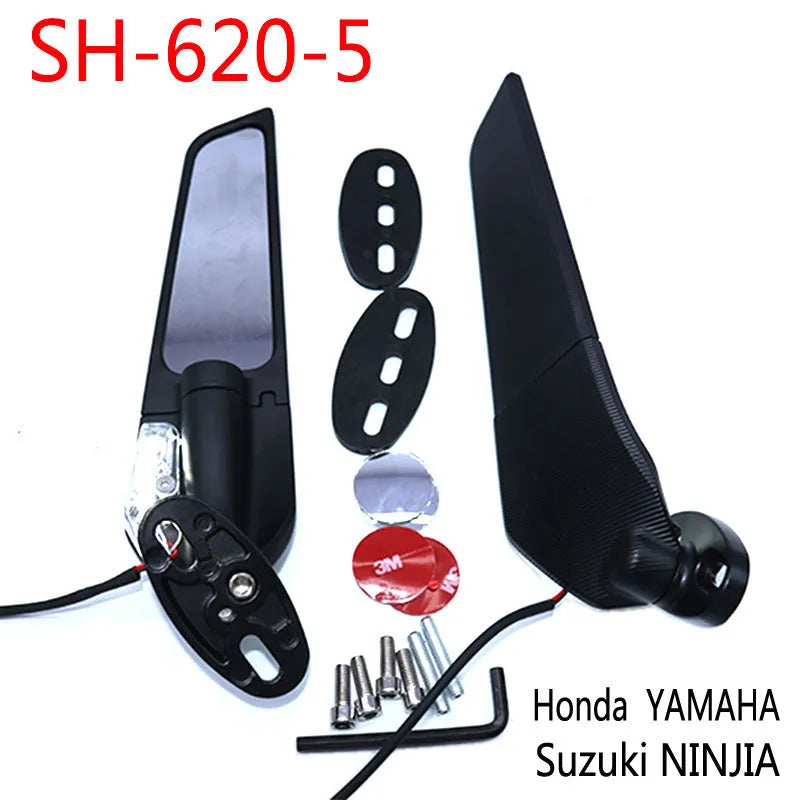 Motorcycle rearview mirror reflector with integrated yellow light and convex white glass lens