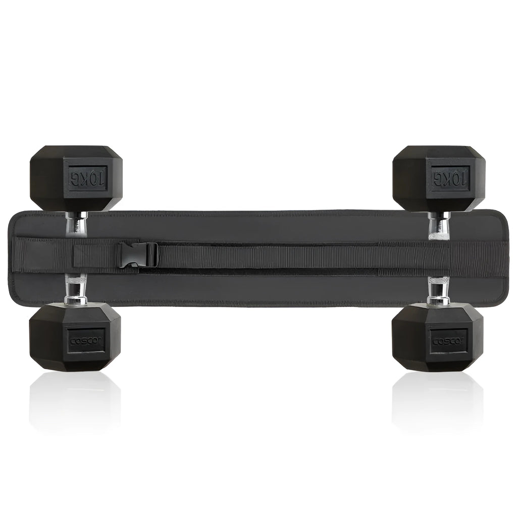 Black neoprene hip training fitness booster stripe band 70 x 14cm on grey background