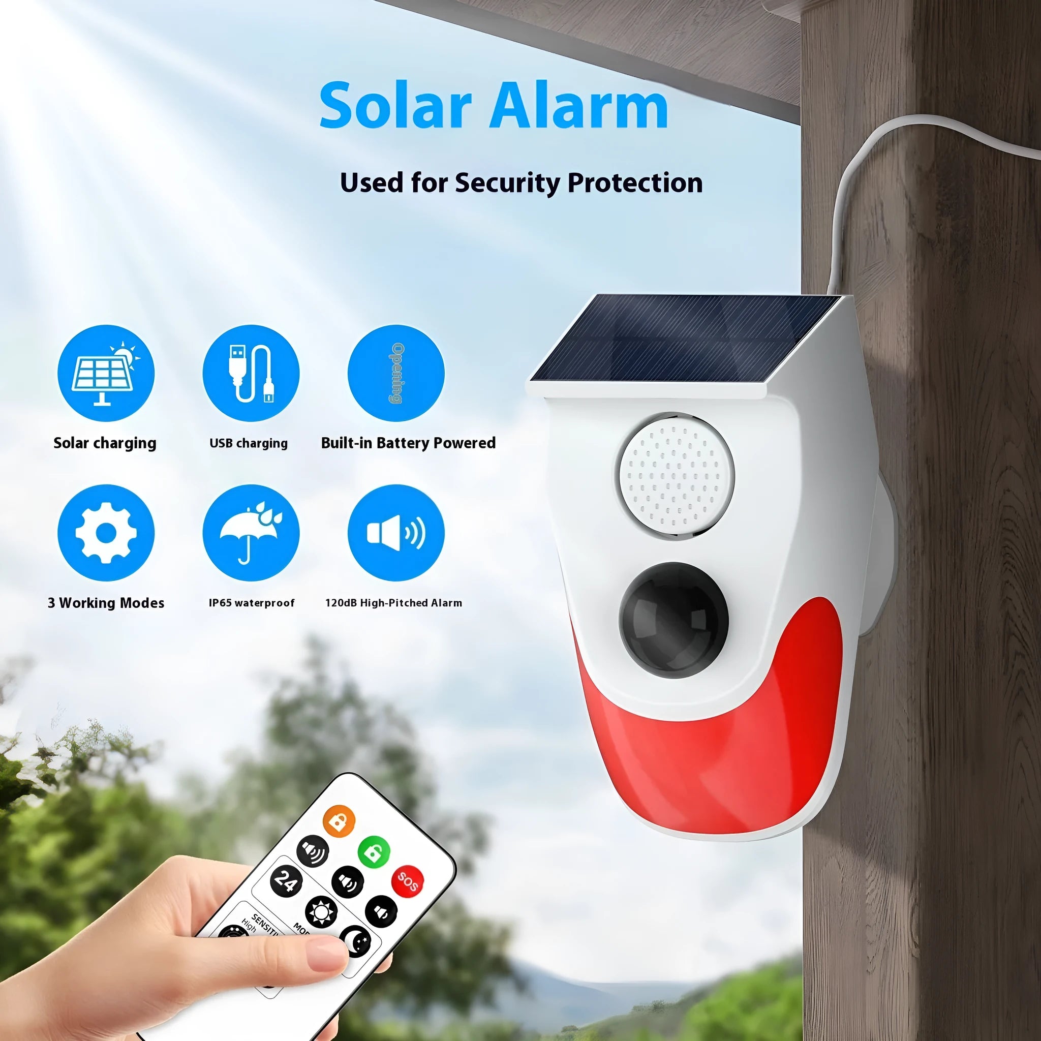 Solar infrared animal drive warning indicator with 110-degree detection angle for outdoor garden use